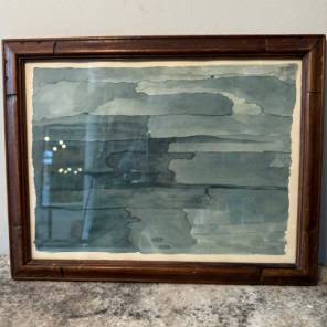 A French Abstract Watercolour in Carved Frame